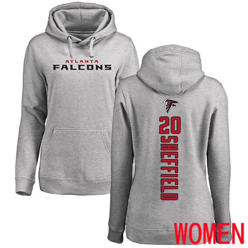 Atlanta Falcons Ash Women Kendall Sheffield Backer NFL Football #20 Pullover Hoodie Sweatshirts->women nfl jersey->Women Jersey